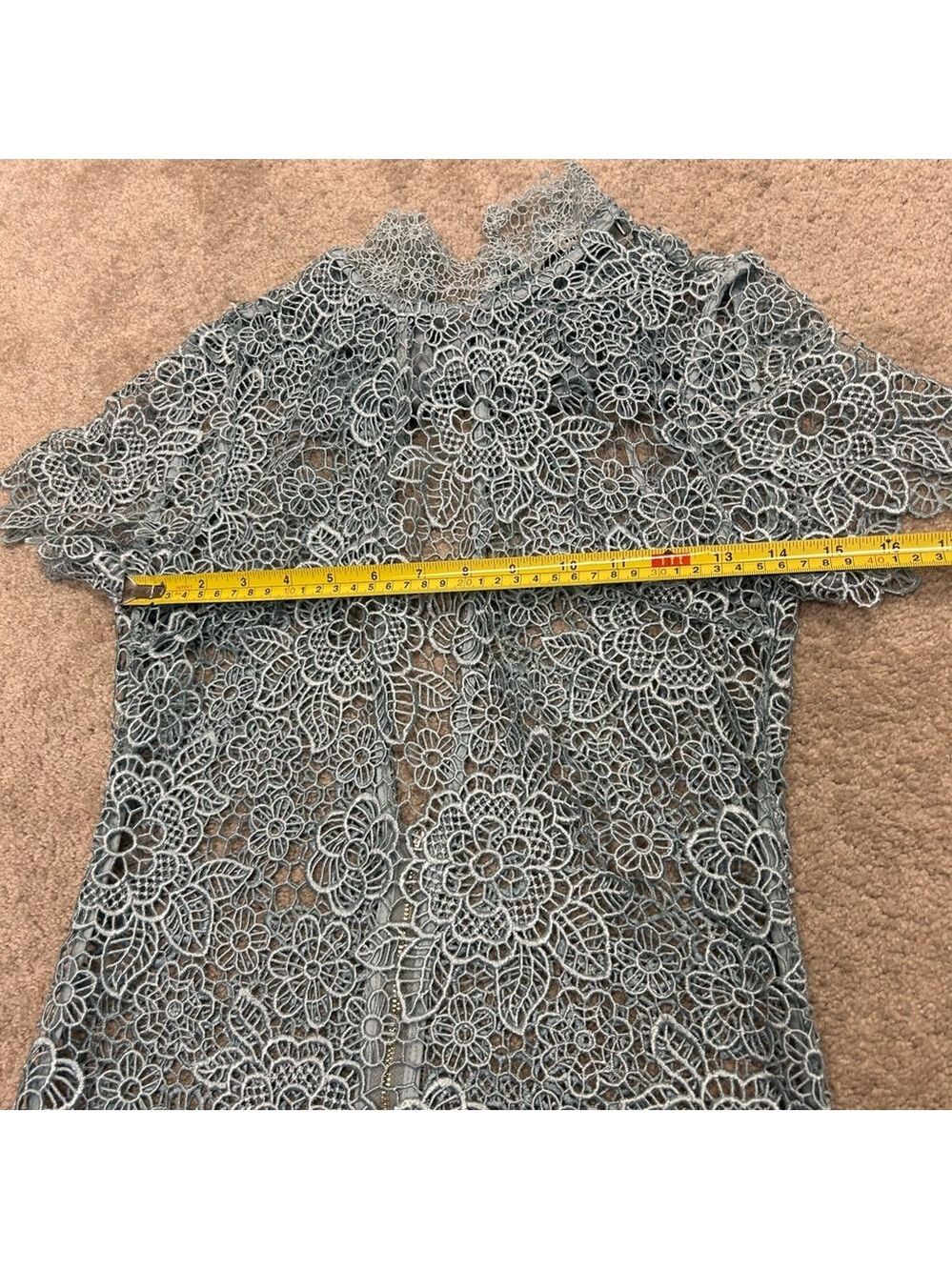 SELF PORTRAIT PEEP BACK FLORAL LACE MINI DRESS LIGHT BLUE 4 - Picture 11 of 15